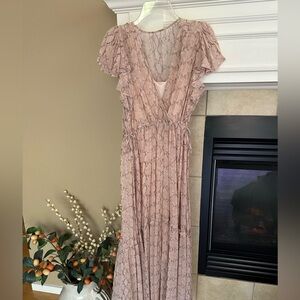 Pink cap sleeve dress with slip